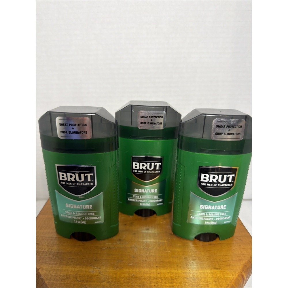 Lot of 3 Brut Signature Antiperspirant/Deodorant Solid Stick 2.0oz. Exp 09/10/27